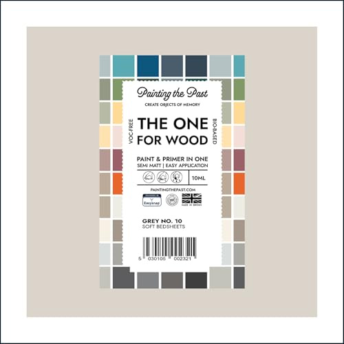 The One for Wood Paint & Primer 10ml (Sample) Grey No. 10 Soft Bedsheets | Semi Matt Finish, Bio-Based & VOC-Free Formula for Wooden Furniture & Surfaces | Durable & Easy Indoor Home Decorating