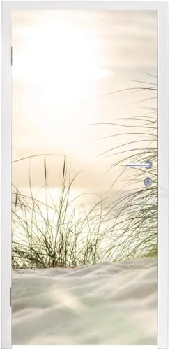 Türtapete Selbstklebend 100x200 Fenster Türfolie Türposter SanddüNen WildkräUter Türklebefolie Wandbild Türaufkleber Wandtapete 3D Effekt für Wohnzimmer Schlafzimmer Küche