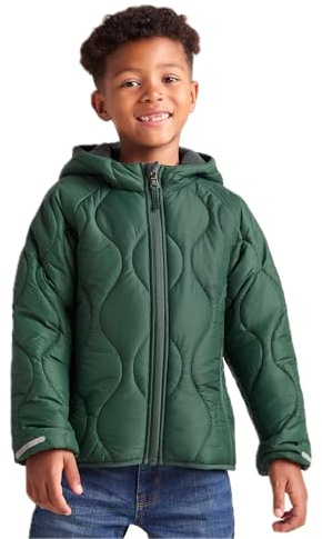 TOG24 Arbor Kids Fleece Jacket, Winter Quilted Padded Rain Hood Outdoor Zip | Coat, DWR coating, Pockets, Ribbed cuffs, Elasticated, Reflective detail, School, Outdoors