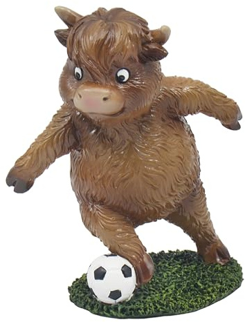 Lesser & Pavey Highland Cow Football Decor Figurine | Sporty Character, Crafted Detail, Shelf Ornament, Ideal for Home and Office Decor, Gift Choice