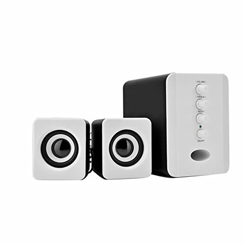 Keenso -Lautsprecher mit USB 2.1-Kabel, Superior Sound und Bassverstärkung für PC, Notebook, leicht und tragbar, für den Einsatz im Büro zu Hause (schwarz und weiß)