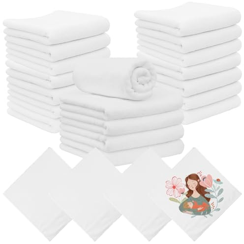 JTKDG 20 Stück Sublimation Handtücher, 30 x 30 cm, Weiße Mikrofasertücher zum Sublimieren, DIY Küchenhandtücher, Geschirrtücher, Sublimation Teetuch-Rohlinge