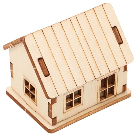 MUELODSIC Selbstgemacht Miniatur Holzhaus Modell Bausatz – 3d Holzpuzzle zum Bemalen Fertiges Kleiner Holzhaus Dekor für Schreibtisch und Büro