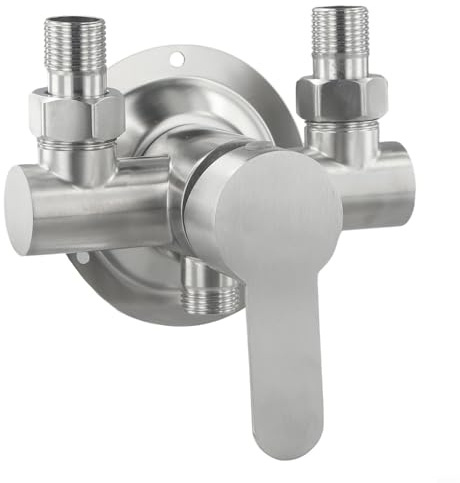 304 Edelstahl Duscharmatur Wandmontage G1/2 Zoll Gewinde Heiß- und Kaltwasser Mischbatterie mit Metallgriff, Keramik-Kartusche und Gummidichtung für Badezimmer Dusche