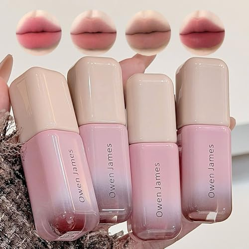 YIBABY 4 Stück Matte Flüssiger Lippenstift, Mattes Finish, Langanhaltend, Komfortabel ohne Abfärben, Hochpigmentiert Soft Matte Lip Cream, 4 Farben Wasserdicht Lipglosse Lippenfleck