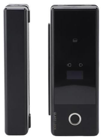 Spacnana Cerradura de Seguridad Electrónica para Puerta de Vidrio Cerradura de Seguridad para Puerta de Vidrio Inteligente de Aleación de Aluminio 4 Maneras de Desbloquear Huella Digital Contraseña
