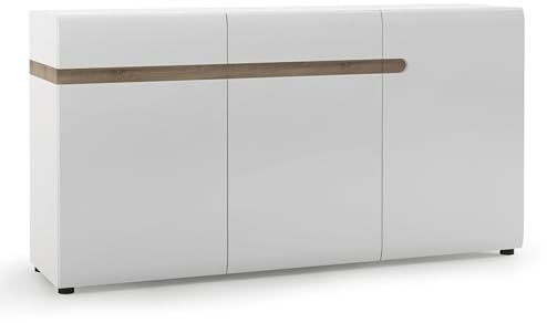 Furniture To Go Chelsea Living 2 drawer 3 door sideboard in white with an Truffle Oak Trim