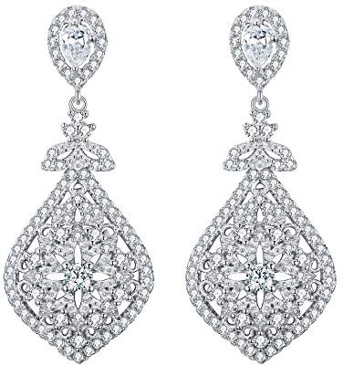 EVER FAITH® 925 Sterling Silber Cubic Zirkonia Elegant Chandelier Tropfen Ohrringe klar N07808-1