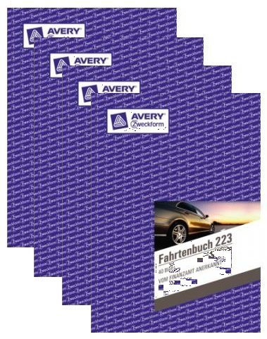 4er Sparpack Avery Zweckform 223 Fahrtenbuch, DIN A5 hoch, steuerlicher km-Nachweis, 40 Blatt, weiß