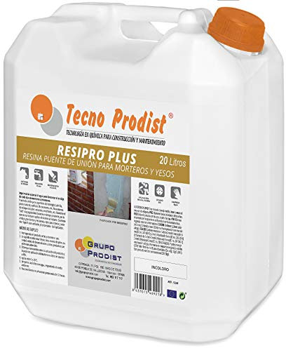 RESIPRO PLUS de Tecno Prodist - (20 Litros) Resina puente de unión, adhesivo al agua, gran adherencia entre hormigones, morteros y yesos viejos con nuevos - Ideal para reparación de cornisas