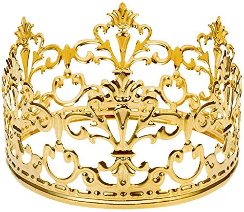 Little Vintage Crown Cake Topper Royal Moted Baby Shower Dekorationen Prinzessin und Prinz Kopfbedeckung diameter 3.97 inch height 2.28 inch goldfarben