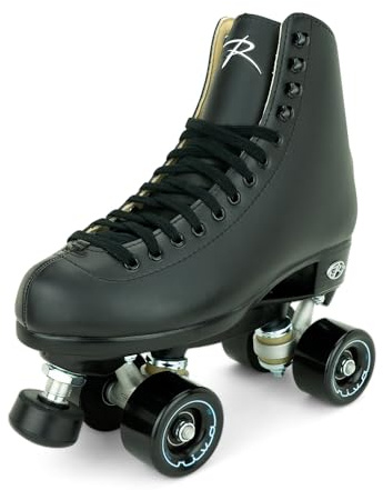 Riedell Boost Roller Skates - Lightweight, Comfortable Indoor Quad Skates for Men and Women Beginner to Seasoned with Smooth Retro Build - Black - Size 10