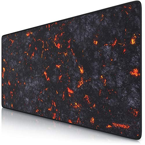 TITANWOLF - Tapis de Souris Gaming Lava 900x400mm - sous-Main Bureau Gamer Extra Large XXL en Tissu, Base antidérapante - Précision, Vitesse et Confort - pour Tous Types de Souris et Claviers