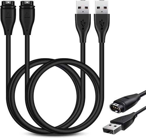 TISHOW 2PCS Cable Garmin,Chargeur Garmin,Compatible Garmin Fenix 5/5S/5X/5X Plus/6/6S/6X Pro/7/7S/7X,Approach S10/S40/S60,Forerunner 935/945/45/45S/245,Vívoactive 3/4/4S,Venu/Venu Sq/Venu 2/Venu 2S