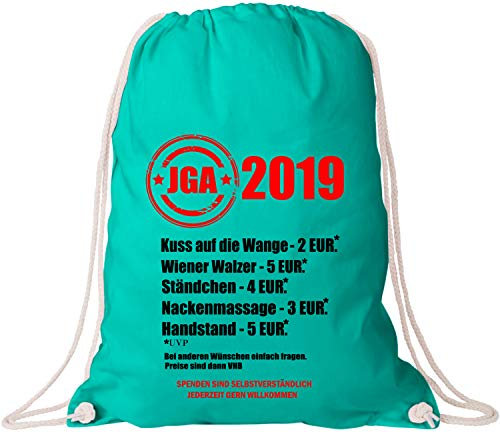 EZYshirt® JGA 2019 Junggesellenabschied Preisliste Baumwoll Stoffbeutel