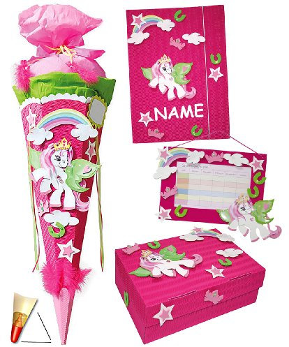 alles-meine.de GmbH personalisierte 3D Bänder - Schleife - verschiedenes Zubehör frei wählbar - passend für Bastelset Schultüte - 85 cm + Schulbox/Kreativbox + Mappe + Stundenp..