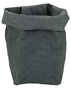 BIOZOYG Krempelbox Stuff Größe M nachhaltiger Allzweck-Korb aus waschbarem Papier 0,55cm stark I Aufbewahrungskorb für Bad Kinderzimmer & Co I Geschenktüte Pflanzen Übertopf Anthrazit