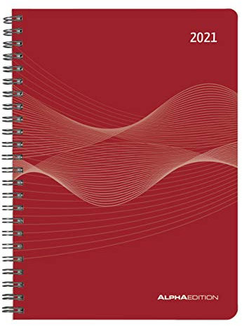 Wochenplaner PP-Einband rot 2021 - Büro-Kalender A5 - Cheftimer - Ringbindung - 1 Woche 2 Seiten - 128 Seiten - Alpha Edition: Büro-Kalender A5 - Cheftimer - 1 Woche 2 Seite