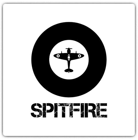 Quadratische Aufkleber (2 Stück) 10 cm – Spitfire Plane Roundel RAF Air Force Fun Decals für Laptops, Tablets, Gepäck, Scrapbooking, Kühlschränke, #46327