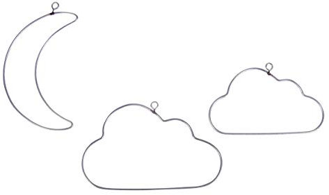 Rayher 24126000 Draht Halbmond und Wolken, 10 - 12 cm, 3 Stück sortiert, Mond und Wolken aus Metalldraht, Drahtmond und Drahtwolken, Form zum Umwickeln, Basteln, Dekorieren