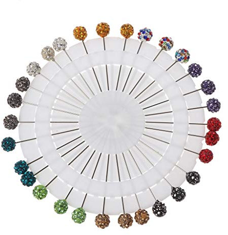 lijun 30 Stück Muslim Hijab Schal Sicherheitsnadeln Kristalle Kugel Broschen Straight Head Pins