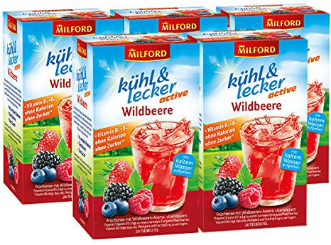 Milford kühl & lecker active Wildbeere, 20 Teebeutel / 5er Pack