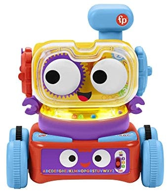 Fisher-Price 4-in-1 Lernroboter Linus für Babys und Kleinkinder, Spielzeug ab 6 Monaten, Version: UK-Englisch , HBB04
