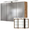 Lomadox Spiegelschrank 100cm Badezimmer LED 3-türig FLORIDO-03-OAK in Wotaneiche Nb., B/H/T: ca. 100/64-69/20 cm