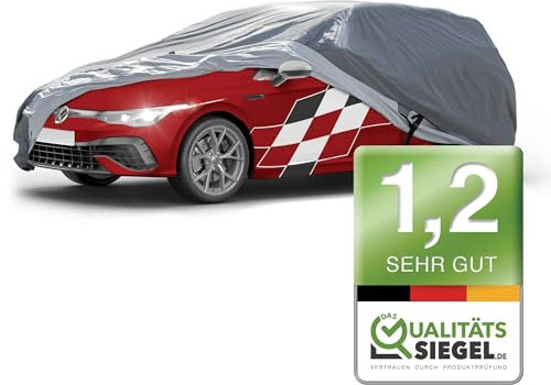Walser Premium Abdeckplane Auto All Weather Plus Qualitätssieger Sehr Gut*, Abdeckplane wasserdicht, Auto Abdeckplane, Autoplane UV-beständig, Autoabdeckung Outdoor, Abdeckung Kombi Größe 4 grau
