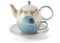 NEU teemando® Tea for one Set Belle Keramik mit Goldauflage, 4-teilig Kanne: 0,4 l, Tasse: 0,2 l