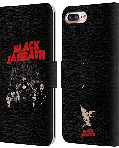 Head Case Designs Officially Licensed Black Sabbath Red Logo Key Art Leather Book Wallet Case Cover Compatible With Apple iPhone 7 Plus/iPhone 8 Plus