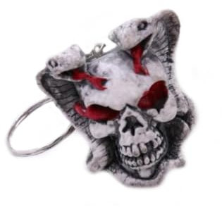 Totenkopf Schädel mit Schlangen 4x4cm Sensenmann Skelett Schlüsselanhänger | Geschenk | Männer | Herren | Frauen | Damen Gothic | Goth | Sense | Skull | Death |