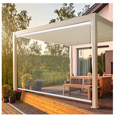 SHUDONGDEN Transparentes Wasserdichtes Rollo,Transparent Wasserdichtes Roll-Up-Rollo,Outdoor-Balkon-Terrassen-Tür Durchsichtige Rollos, PVC-Kunststoff-Regenschutz-Fenster-Rollos,140x200cm/55.1x78.7in