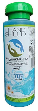 10 x Hand Shield Hand Cleansing Hygiene Lotion 100ml 70% Alcohol Chamomile Extract