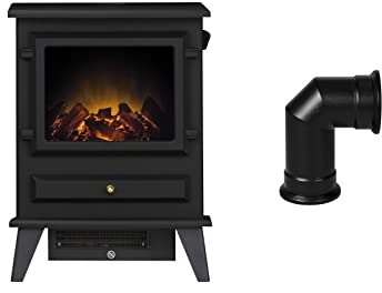 Adam Hudson Electric Stove in Black with Angled Stove Pipe