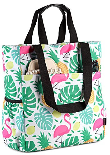 VASCHY Grand sac de plage,sac de plage sac de voyage sac de plage grand sac à bandoulière pour le shopping sac d'épaule d'été, Flamant rose d'été, Taglia unica