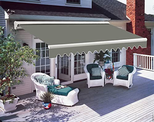 Green Bay 4.5x3M Half Cassette Retractable Manual Patio Awning Garden Sun Shade Canopy Gazebo, Anti-UV Grey