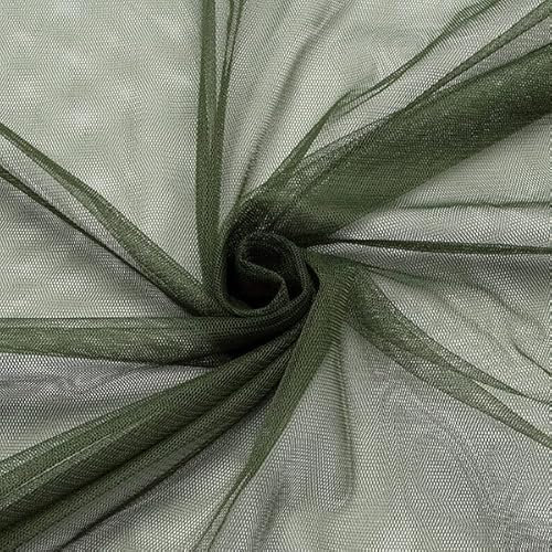 STOFFKONTOR Braut Tüll Stoff Soft Touch - Meterware, Farbe Oliv-Grün - zum Nähen von Bekleidung, Schleier, Dekoartikeln UVM.