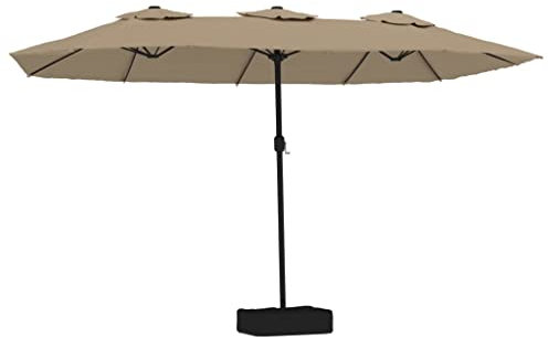vidaXL Parasol à double tête taupe 449x245 cm, parasol de jardin, parasol d'extérieur, parasol de patio, parapluie, parapluie d'extérieur