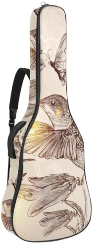 Eslifey Akustikgitarre Tasche Kolibris Muster Verstellbarer Schultergurt Gitarrentasche Gigbag 40 41 42 Zoll, Farbe 2, 42.9x16.9x4.7 in