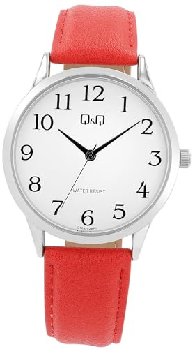 Q&Q Damen-Uhr Leder Armband Dornschließe 3 Bar Analog Quarz