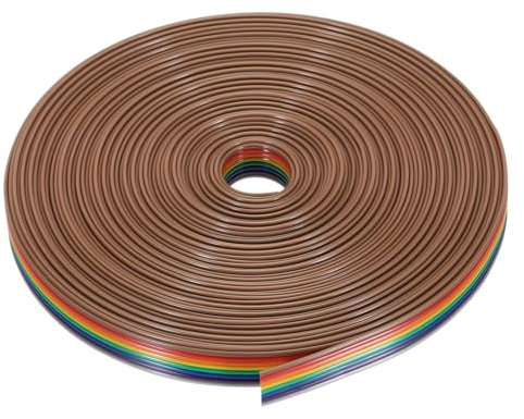sourcing map 1 Pcs 8 Pin Flat Rainbow Ribbon Cable 32.8FT 1.27mm Pitch Breadboard Jumper Wires for Electronic Projects