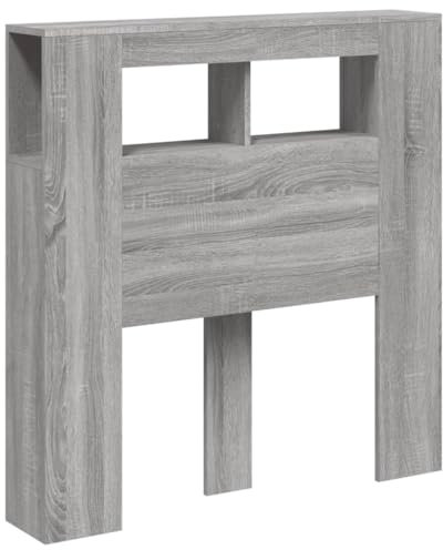 vidaXL Tête de Lit à LED, Tête de Cadre de Lit, Accessoire de Lit Simple, Meuble de Chambre à Coucher Maison Intérieur, Sonoma Gris 100x18,5x103,5 cm Bois Ingénierie
