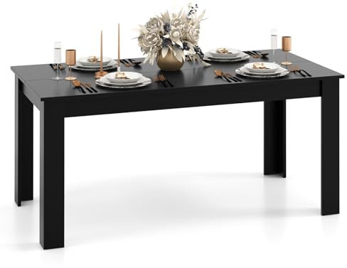 LIFEZEAL Esstisch 160 x 80 x 77cm, Küchentisch für 6-8 Personen, Größer Esszimmertisch Dining Table, Konferenztisch Bistrotisch mit 150 kg Traglast, Einfach zu Montieren (Schwarz)