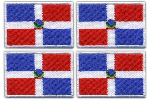 Juego de 4 parches bordados, diseño de bandera de República Dominicana