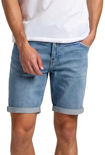 DENIMFY Jeans Shorts Herren Stretch Kurz Regular Fit DFAri Kurze Hose | Sommer Denim Einfarbig Grau Blau 31 32 33 34 36 38 40 42 44 46