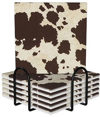 Keramikuntersetzer mit Kuhfell-Druck, 6 Stück, stilvolle Küchen- und Heimdekor-Accessoires