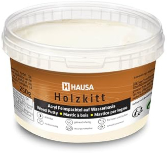HAUSA Holzkitt 250 g Esche Holzspachtelmasse, Kitt für Holz, Holzspachtel/Füllmasse zum Reparieren von Holzschäden gebrauchsfertig ausgezeichnete Füllkraft schnelltrocknend rissbeständig