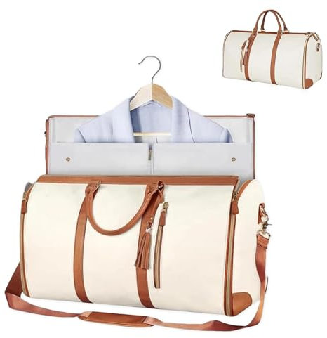 Reisetasche Faltbar Wasserdicht Faltbare Reisetaschetragen Sie Kleidung Mit Sich Kleidersack Reisetasche Wandelbare Handtragetasche Foldable Travel Bag 2 In 1 Reisetasche Faltbar Kleidersack (Beige)