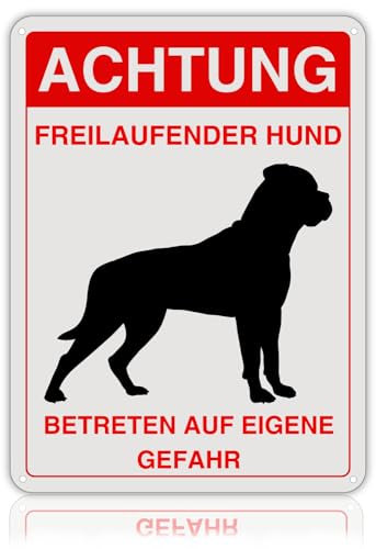 LEIASA | Warnschild „Gefährlicher Hund“ - 21x28 cm - Reflektierendes Aluminium - Dicke 0,8 mm - Hundewarnschild - Außenbeständig - UV-bedruckt - Warnschild „Vorsicht Hund“ – Warnschild für Hunde